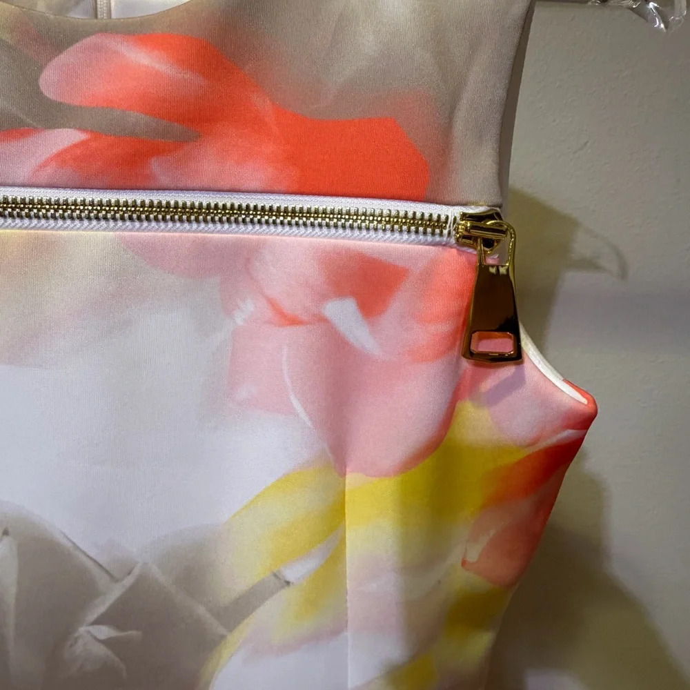 Calvin Klein Women's Midi Dress - Pink, Yellow, Gray Floral - Picture 6 of 6